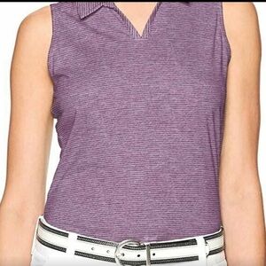 adidas Golf Women's Tonal Stripe Sleeve Polo, M